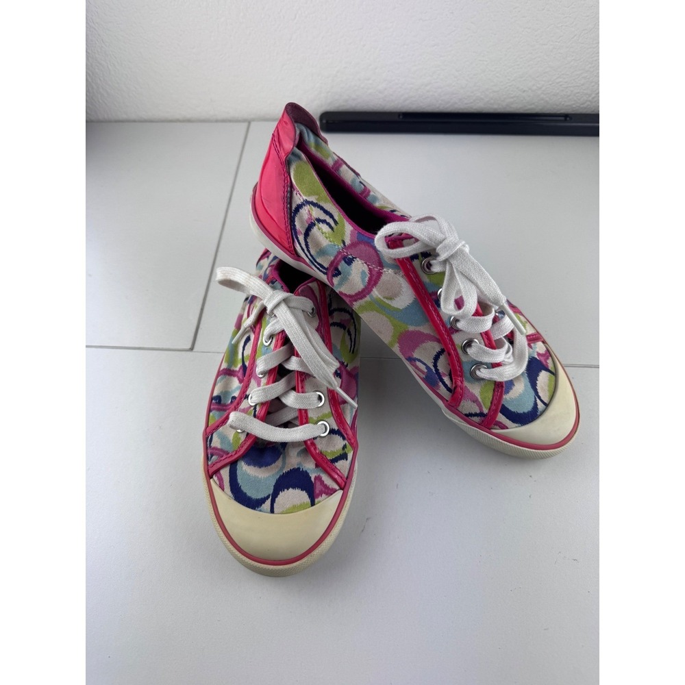 Coach Barrett Poppy canvas sneakers Signature Pattern Tennis Shoes Size‎ 8.5B
